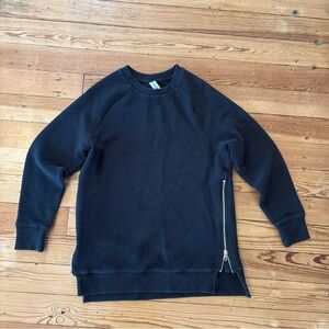 VARLEY Manning Sweatshirt Longline Ottoman Rib in Black Gold Zip SZ XS